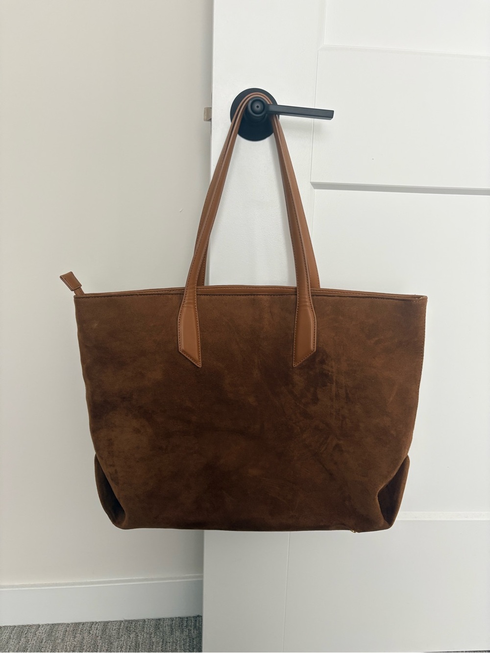Brown faux suede tote